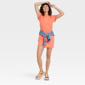 Casual Coral T-Shirt Dress